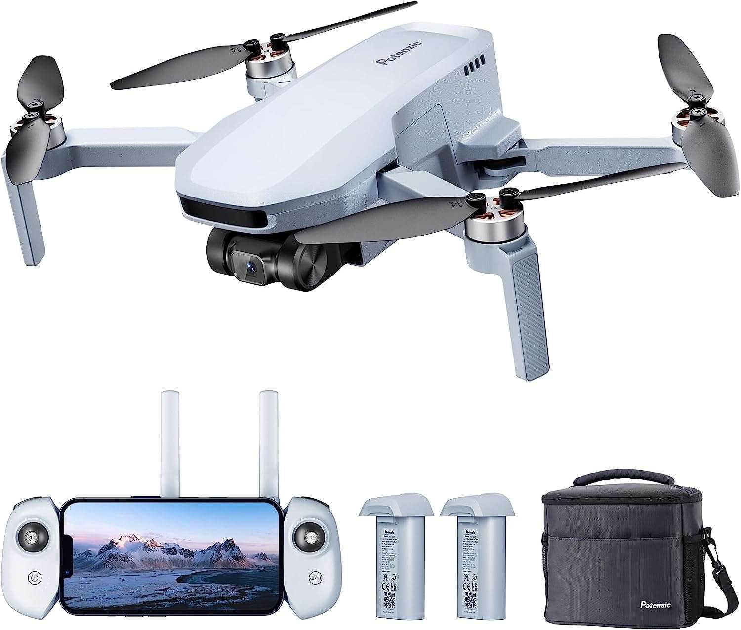 Potensic ATOM SE GPS Drone with 4K EIS Camera, under 249G, 62 Mins Flight, 4KM FPV Transmission, Brushless Motor, Max Speed 16M/S, Auto Return, Lightweight and Foldable Drone for Adults, Beginner