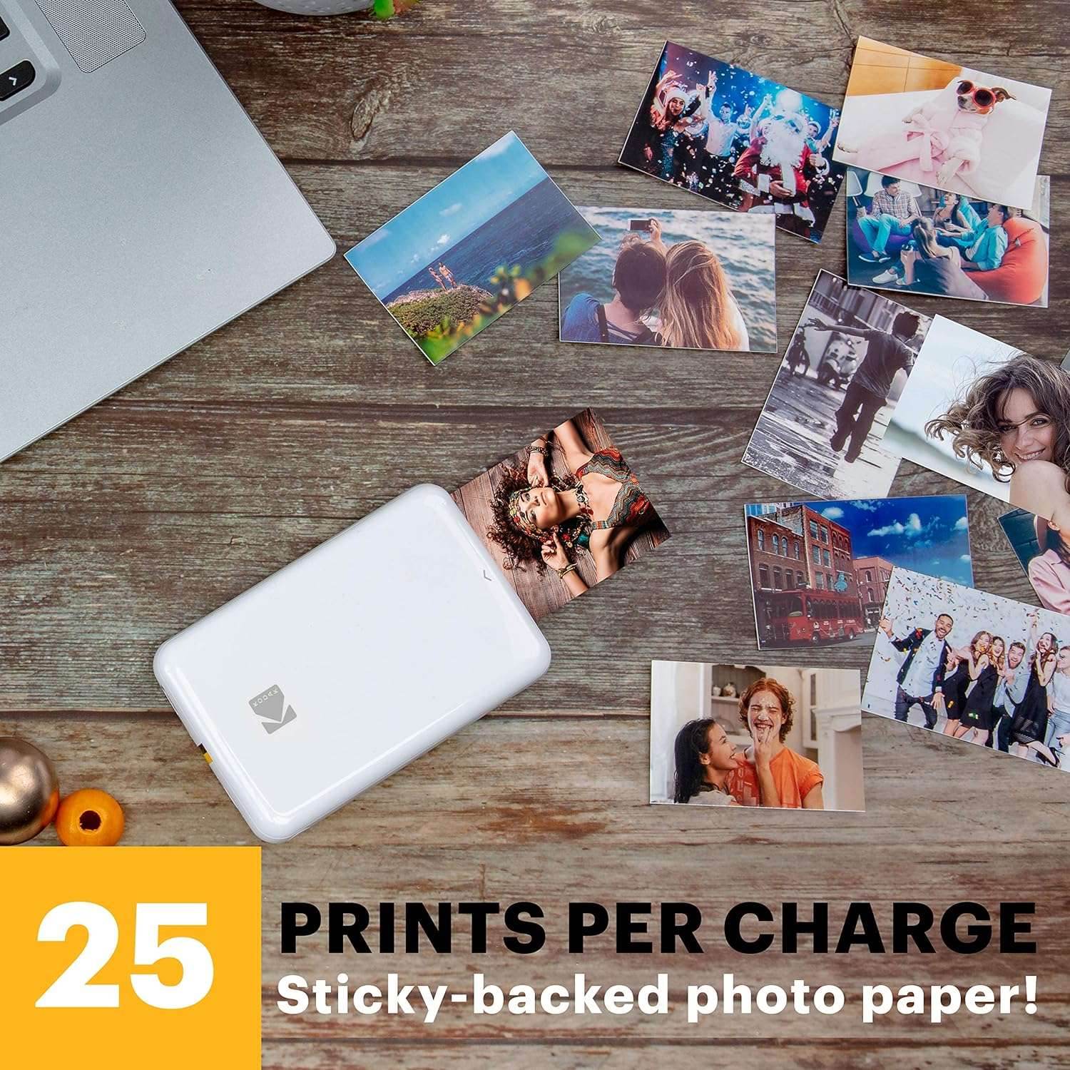 KODAK Step Instant Smartphone Photo Printer - Portable Mini Color Wireless Mobile Printer - Zink 2X3” Sticky-Back Photos - Bluetooth Compatible with Ios & Android Devices - Fun Editing App - White