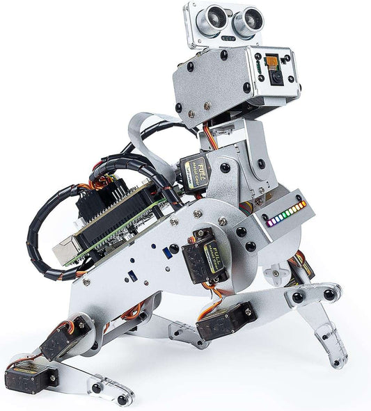 Sunfounder Pidog AI Robot Dog Kit for Raspberry Pi 4/3B+/3B/Zero 2W, Chatgpt-4O Enabled with Voice Command & Video Recognition, App Control, FPV, 12 Servos, Gyroscope, Camera, Mic (RPI NOT Included) Pidog