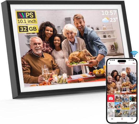Frameo 10.1 Inch Digital Picture Frame, Smart Wifi Digital Photo Frame with 32G Memory, HD Touch Screen, Auto-Rotate, Slideshow, Easy Setup, Share Photos and Videos Anywhere Default Title