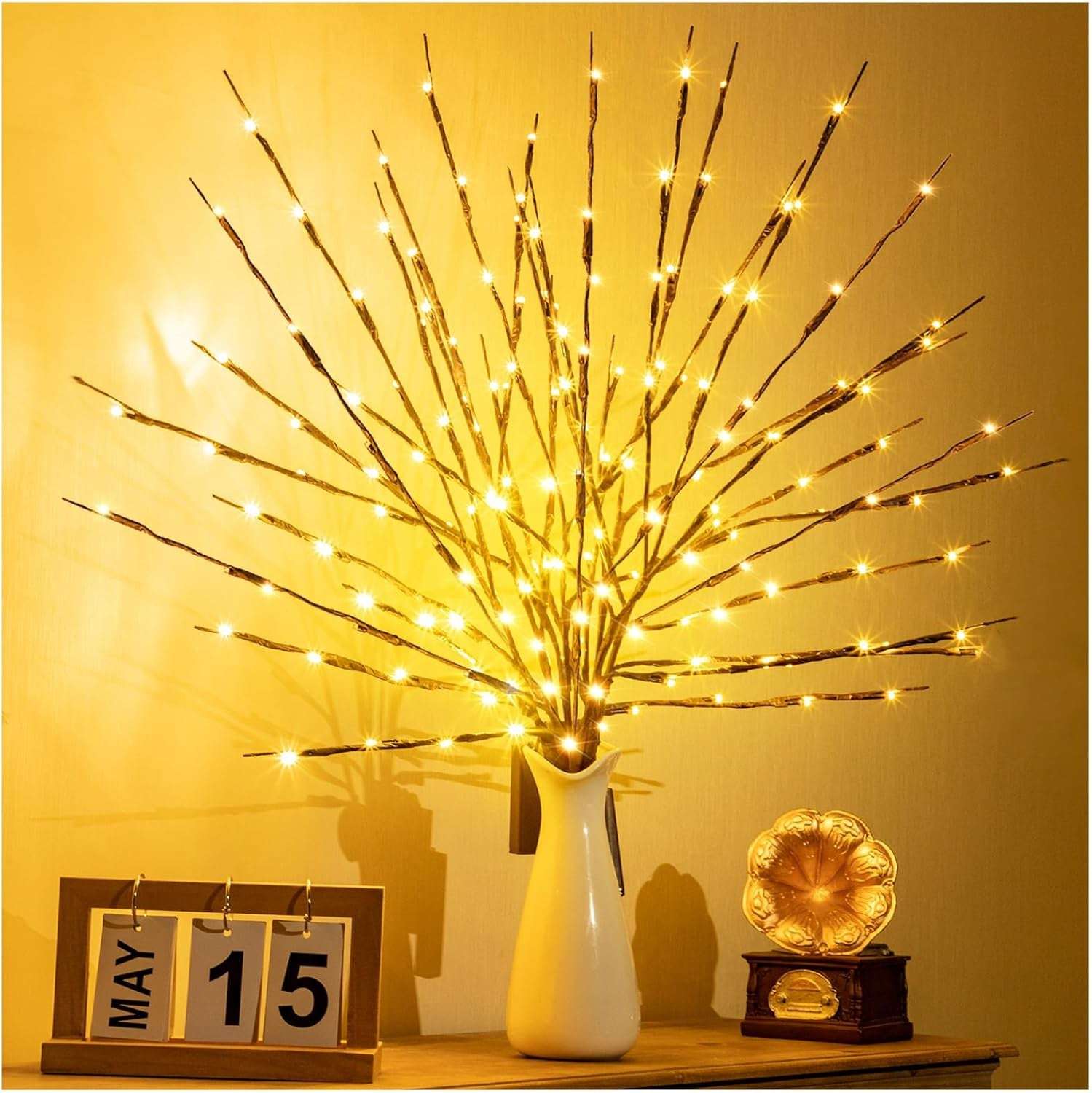 KXCOFTXI 3 Pack Twig Lights, Prelit Branches, USB Plug in Branches Lights with 60 LED Bulbs, Romantic Decorative Iights for Vase, Lighted Tree Branches for Indoor, Plug in Lighted Branches for Party