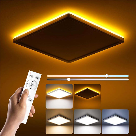 BLNAN Dimmable LED Flush Mount Ceiling Light Fixture with Remote Control, 12 Inch 24W 3000K-6500K, 2000K Nightlight Wired Low Profile for Bedroom, Kitchen, Living Room, Square White 12Inch