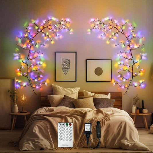 Enchanted Willow Vine Lights for Home Decor with 160Leds, 8.2FT Voice-Activated Wall Decoration Light, Support Warm Light Mode and Color Light Mode Switch(Black)(1Pcs) Multicolor